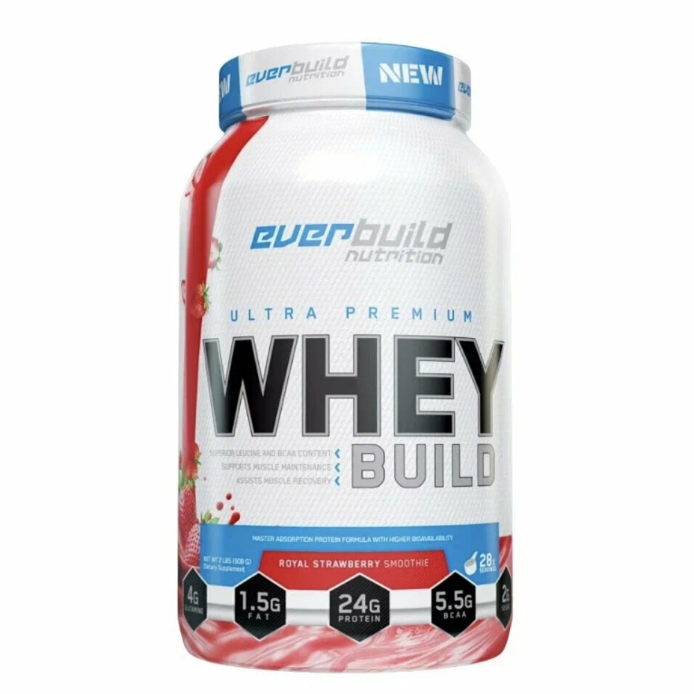 Протеин Ever build nutrition Ultra Whey Build Сывороточный протеин 908 g Клубничный смузи