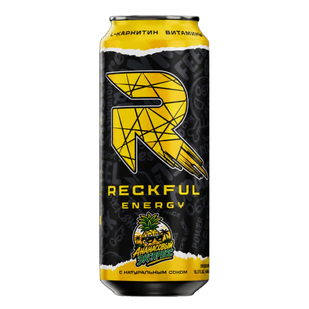Спортивный напиток Reckful Напиток Energy Drink 450 мл Ананасовый экспресс